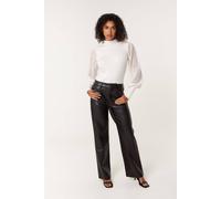 Blue Vanilla Women's Ivory Semi-Sheer Mesh Panel Long Sleeve Jumper | Size: Large Blue Vanilla Ivory L