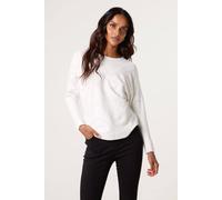 Blue Vanilla Women's Ivory Long Sleeve Slip On Round Neck Jumper | Size: Medium/Large