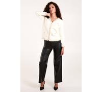 Blue Vanilla Women's Ivory Long Sleeve V-neck Coat | Size: Medium/Large