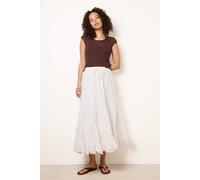 Blue Vanilla Women's Ivory Panelled Overlocked Frill Maxi Skirt | Size: S/M Blue Vanilla Ivory S/M