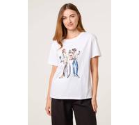 Blue Vanilla Stylish Graphic Illustration T-Shirt - M-L - Ivory