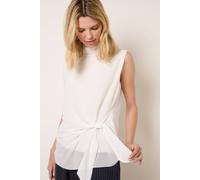 Blue Vanilla Sleeveless Cowl Tie Front Chiffon Blouse - S-M - Ivory