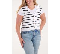 Blue Vanilla Stripe Sleeveless Knit Vest - M - Ivory