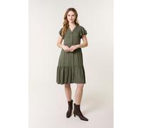 Blue Vanilla Women's Khaki Angel Sleeve Button Front Midi Dress | Size: XL Blue Vanilla Khaki XL