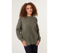 Blue Vanilla Women's Khaki Argyle Stitch Detail Jumper | Size: Large/XL Blue Vanilla Khaki L/XL