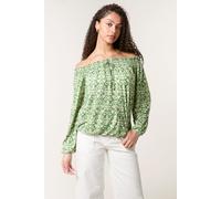 Blue Vanilla Women's Khaki Bubble Hem Bardot Top | Size: S/M Blue Vanilla Khaki S/M