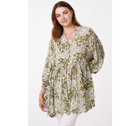 Blue Vanilla Women's Khaki Crinkle Tunic Top | Size: S/M Blue Vanilla Khaki S/M