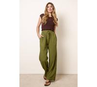 Blue Vanilla Drawstring Wide Leg Trousers - S - Khaki