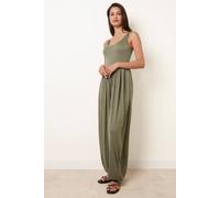Blue Vanilla Jersey Balloon Leg Jumpsuit With Pockets - One Size - Khaki