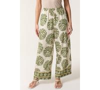 Blue Vanilla Women's Khaki Printed Elasticated Trousers | Size: Medium/Large Blue Vanilla Khaki M/L