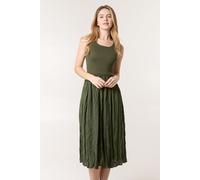 Blue Vanilla Women's Khaki Round Neck Crinkled Dress Blue Vanilla Khaki One Size