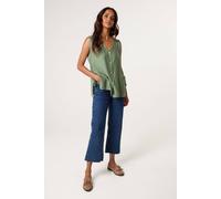 Blue Vanilla Women's Khaki Sleeveless Button Up V-neck Top | Size: Medium/Large