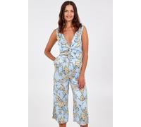 Blue Vanilla Women's Knot Front V-Neck Culotte Jumpsuit in Blue | Size: 8