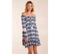 Blue Vanilla Women's Leaf Print Scoop Neck Dress | Size: Small Blue Vanilla Multicolor S