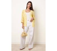 Blue Vanilla Crochet Tie Front Cardigan - L-XL - Light Yellow