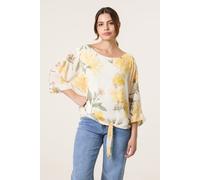 Blue Vanilla Women's Lemon Floral Chiffon Batwing Blouse | Size: S/M Blue Vanilla Lemon S/M