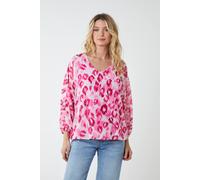 Blue Vanilla Women's Leopard Print V Neck Blouse in Pink | Size: Medium/Large