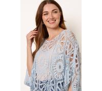 Blue Vanilla Crochet Detailed Kimono Top - One Size - Light Blue