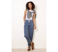 Blue Vanilla Elasticated Waistband Front Tie Stretch Trousers - L - Light Blue