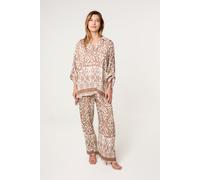 Blue Vanilla Women's Light Brown Printed Oversized Shirt Blue Vanilla Light Brown One Size