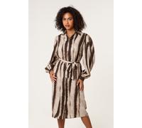 Blue Vanilla Women's Light Brown Printed Puff Sleeve Button Through Midi Dress | Size: 10 Blue Vanilla Light Brown 10