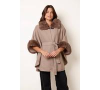 Blue Vanilla Women's Light Brown Short Sleeve Collar Poncho Blue Vanilla Light Brown One Size