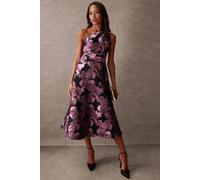 Blue Vanilla Women's Luxe One Shoulder Jacquard Midi Dress in Purple | Size: 14