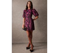 Blue Vanilla Women's Luxe Puff Sleeve Jacquard Mini Dress in Black | Size: 14 Blue Vanilla Black 14