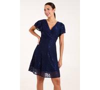 Blue Vanilla Women's Mesh Angel Sleeve Dress in Navy | Size: 16