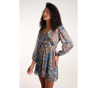 Blue Vanilla Women's Metallic Chiffon Crossover Dress in Green | Size: S/M Blue Vanilla Green S/M