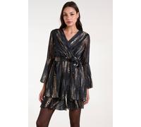 Blue Vanilla Women's Metallic Wrap Over Dress in Black | Size: Medium