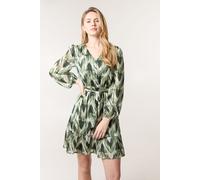 Blue Vanilla Women's Metallic Zig Zag V Neck Belted Dress in Green | Size: 8 Blue Vanilla Green 8