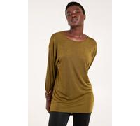 Blue Vanilla Women's Mini Ribbed Hi-Low Tunic in Khaki | Size: S/M Blue Vanilla Khaki S/M