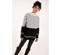 Blue Vanilla Women's Mixed Stripe Round Neck Jumper in Black Blue Vanilla Black One Size