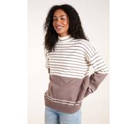 Blue Vanilla Women's Mixed Stripe Round Neck Jumper in Brown Blue Vanilla Brown One Size