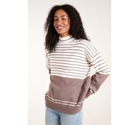 Blue Vanilla Women's Mixed Stripe Round Neck Jumper in Brown Blue Vanilla Brown One Size