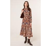 Blue Vanilla Frilled Shirred High Neck Shirred Waist Dress - M-L - Multicoloured