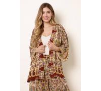 Blue Vanilla Paisley Print Kimono With Embellishment - One Size - Multicoloured