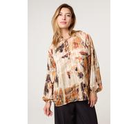Blue Vanilla Printed Tie Neck Blouse - L - Multicoloured
