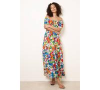 Blue Vanilla Bardot Tassel Tie Tiered Maxi Dress - S - Multicoloured