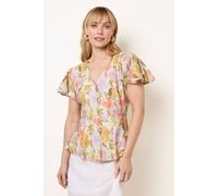 Blue Vanilla Floral Peplum Top - M - Multicoloured