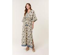 Blue Vanilla Women's Multi Three Quarter Sleeve V-neck Maxi Dress | Size: XL