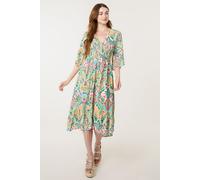 Blue Vanilla Women's Multi V Neck Paisley Print Midi Dress | Size: Medium/Large Blue Vanilla Multicolor M/L