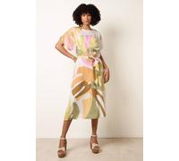 Blue Vanilla Women's Multi Vibrant Oversized Tie Waist Crew Neck Midi Dress Blue Vanilla Multicolor One Size