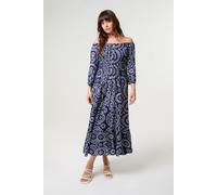 Blue Vanilla Women's Navy Bardot Coconut Button Maxi Dress | Size: Medium Blue Vanilla Navy M