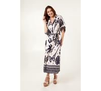 Blue Vanilla Women's Navy Butterflies & Tropical Printed Abstract Shirt Dress | Size: S/M Blue Vanilla Navy S/M