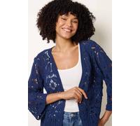 Blue Vanilla Crochet Tie Front Cardigan - S-M - Navy
