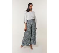 Blue Vanilla Women's Navy Embellished Waist Wide Leg Trousers | Size: Small Blue Vanilla Navy S