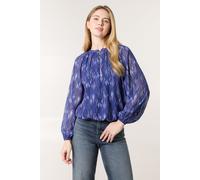 Blue Vanilla Women's Navy Half Zip Puffball Blouse | Size: Large Blue Vanilla Navy L