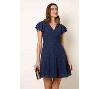 Blue Vanilla Lace Angel Sleeve Mini Dress - UK 12 - Navy